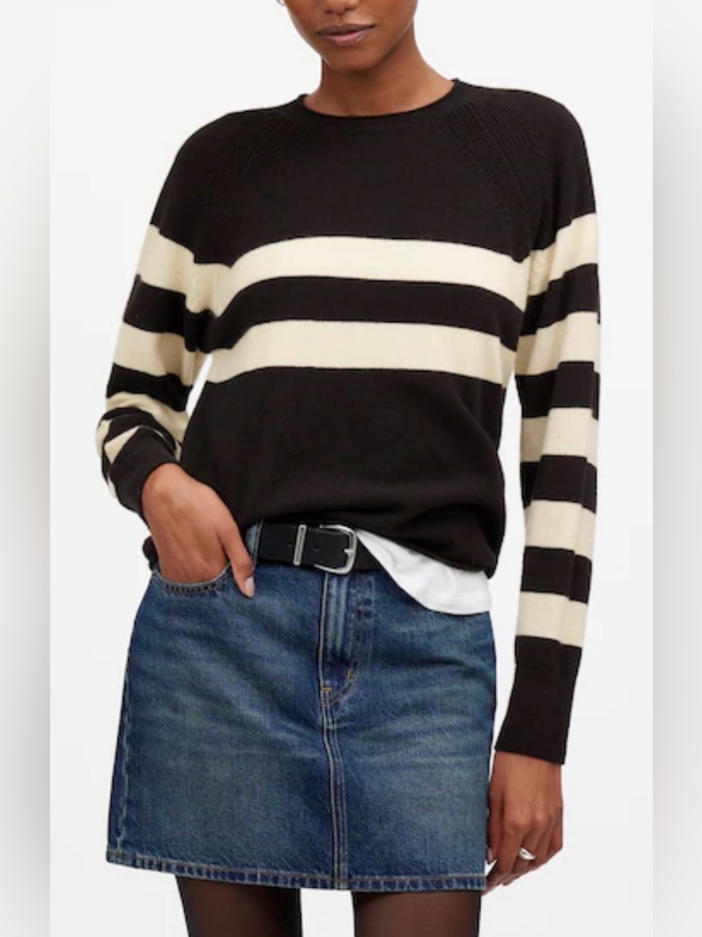 NWOT New Madewell Cashmere Raglan Sweater in Stripe